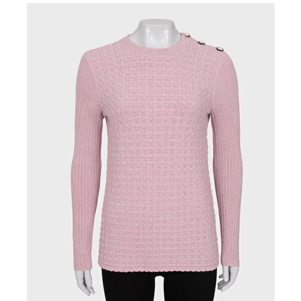 Chanel Pink Knit  Accent Buttons Sweater Sz. FR42/XL